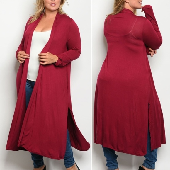 Trend Setter Diva Boutique | Sweaters | Burgundy Wine Duster Cardigan ...